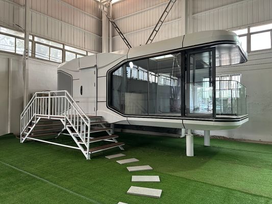 Steel Wall Modern Style Luxury Space Capsule Hotel Commercial Space House With Customized Aluminum Plate Wall