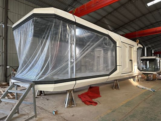 Steel Wall Modern Style Luxury Space Capsule Hotel Commercial Space House With Customized Aluminum Plate Wall