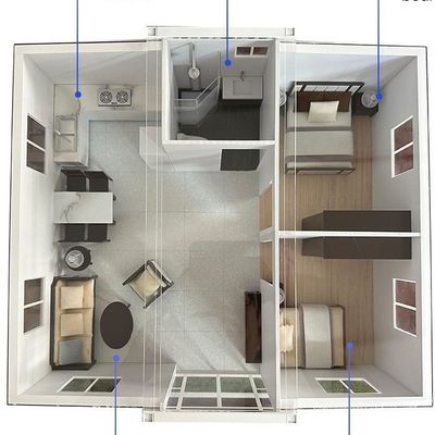 20Ft Ready Made 2 Bedroom Portable Prefabricated Expandable Container House for Office Building Structure and Efficiency