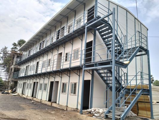 Prefab Two Story House Construction Site Blue White Fast Assembly House Kit Window Aluminum Window Houses Poland